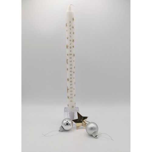 29.5cm Christmas Advent Candle: Gold Star  - Single