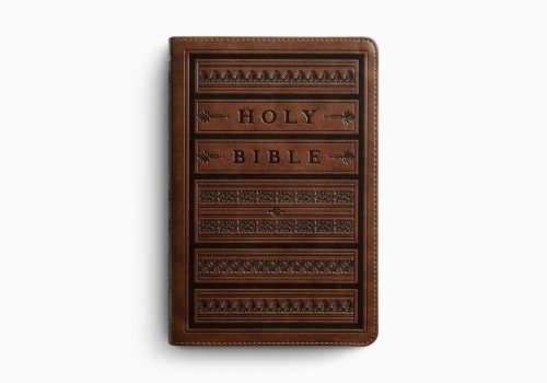ESV Giant Print Personal Size Bible, Red Letter (TruTone, Brown, Engraved Mantel Design)
