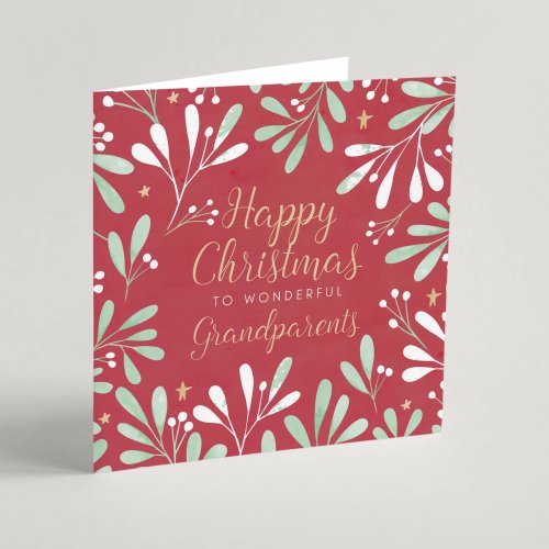 Happy Christmas to Wonderful Grandparents Single Christmas Card