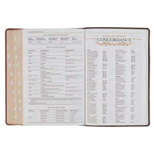 KJV Dark Brown and Honey Brown Faux Leather Large Print King James Version Study Bible with Thumb Index