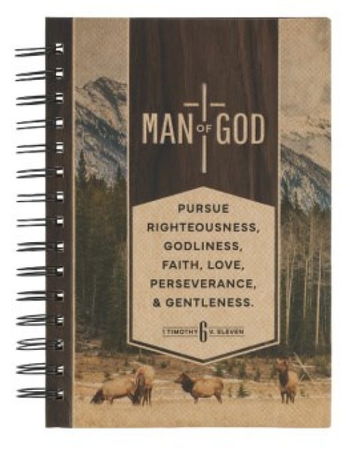 Journal-Man Of God (1 Timothy 6:11)-Brown Trailhead Spiral
