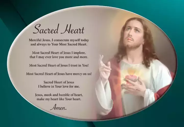 Ceramic Oval Plaque/Sacred Heart