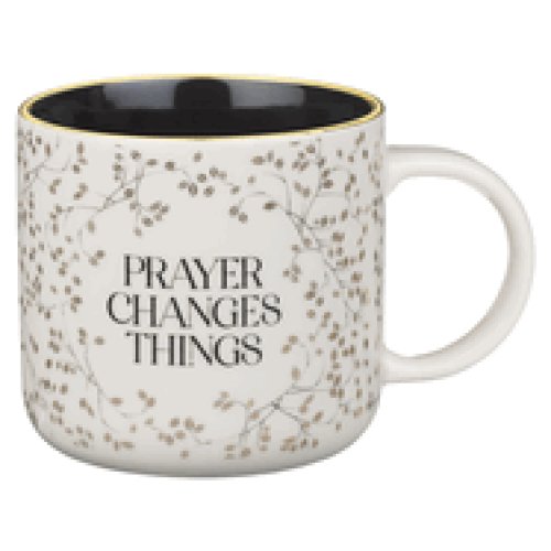 Mug White and Black Prayer Changes Things