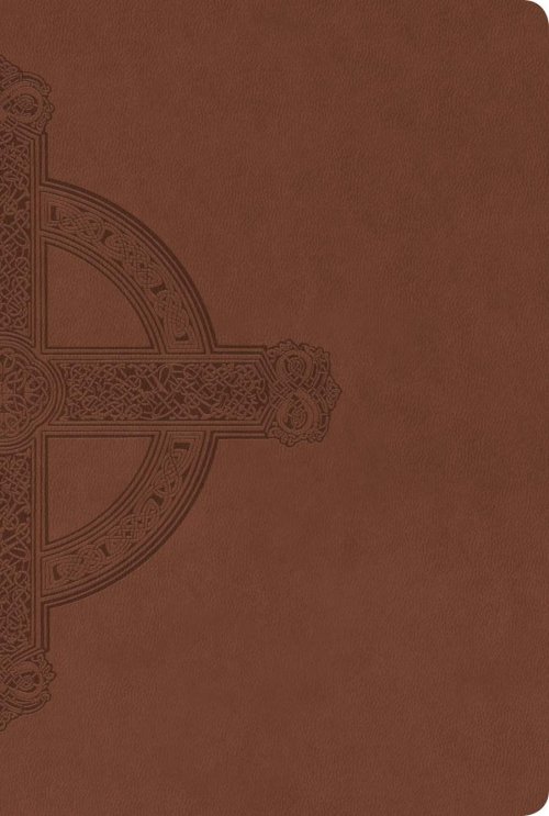 NLT Large Print Premium Value Thinline Bible, Filament Enabled (LeatherLike, Brown Celtic Cross)