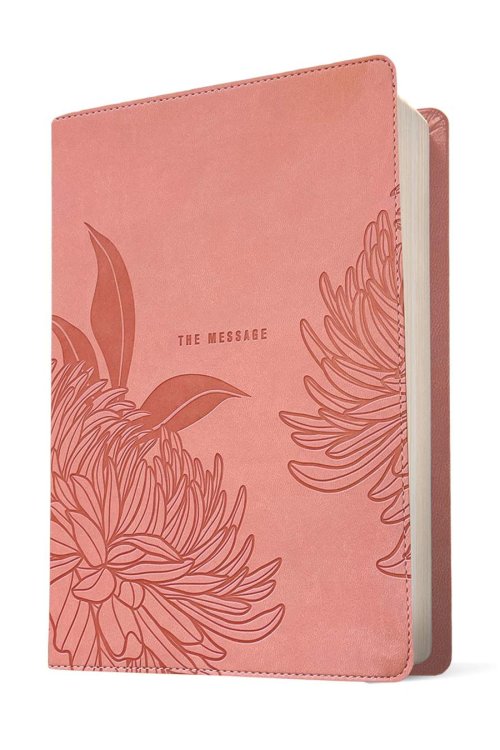 Message Deluxe Gift Bible, Large Print (Leather-Look, Dusty Pink Floral)