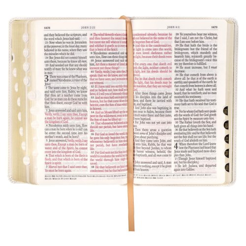 White Floral Faux Leather Giant Print Standard-size King James Version Bible with Thumb Index