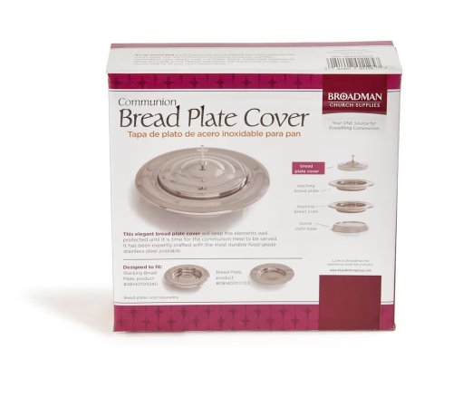 Communion Bread Plate Cover 6 5/8" x 3/4" - Silver Finish With Elegant Cross Topper