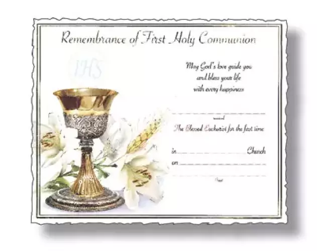 Symbolic Communion Certificate - Chalice with Lilies