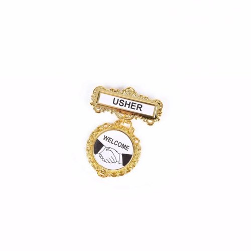 Badge Fancy Round Usher Shaking Hands Magnet