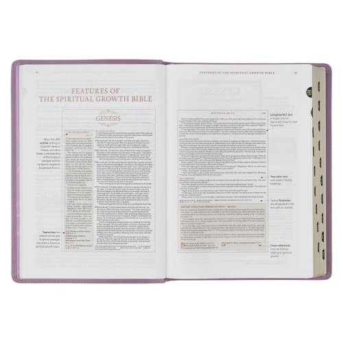NLT Plum Floral Faux Leather Spiritual Growth Bible