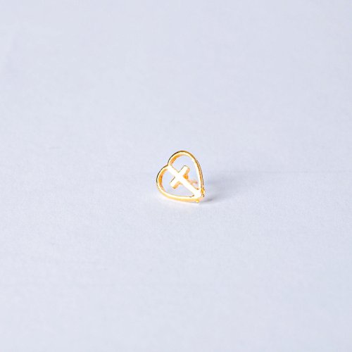 Lapel Pin Heart/Cross Gold Pack of 6