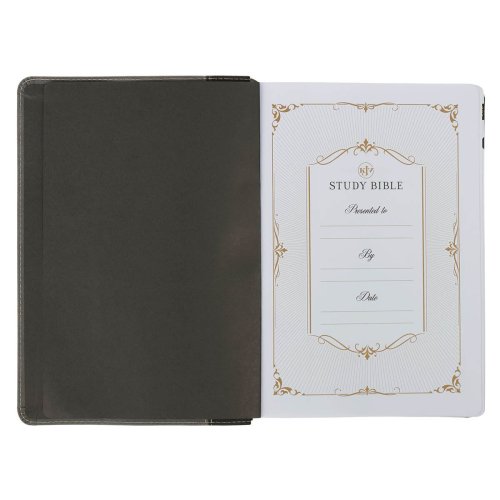 KJV Black and Gray Faux Leather King James Study Bible with Thumb Index