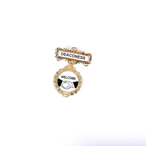 Badge Fancy Round Deaconess Shaking Hands Pin