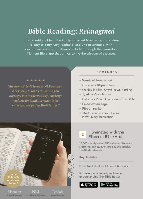 NLT Compact Giant Print Bible, Filament Enabled (LeatherLike, Mahogany Celtic Cross, Red Letter)