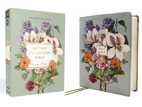 NIV, Artisan Collection Bible, Large Print, Leathersoft, Sage Floral, Red Letter, Comfort Print