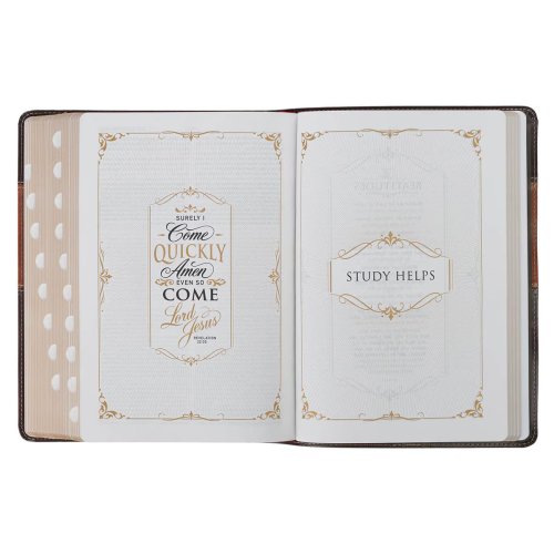 KJV Study Bible Faux Leather, Two-tone Brown with Thumb Index