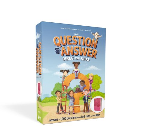 NIrV, Question and Answer Bible for Kids, Leathersoft, Pink, Comfort Print: Answers to 1,000 Questions Kids Ask About God, Faith, and the Bible