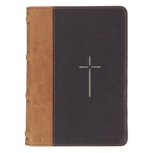 KJV Bible Compact Leather Cross Two-tone Black