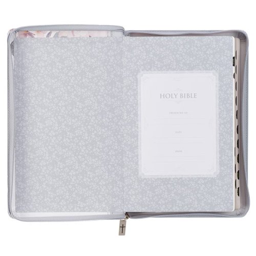 KJV Bible Deluxe Gift Faux Leather, Floral Printed w/zipper