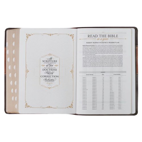 KJV Study Bible Faux Leather, Two-tone Brown with Thumb Index