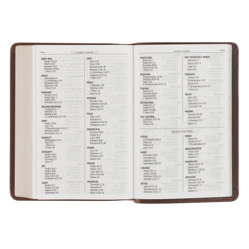 KJV Bible Compact Large Print Leather Tan Cross Black