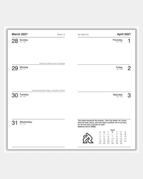 2027 Sunday Start Diary