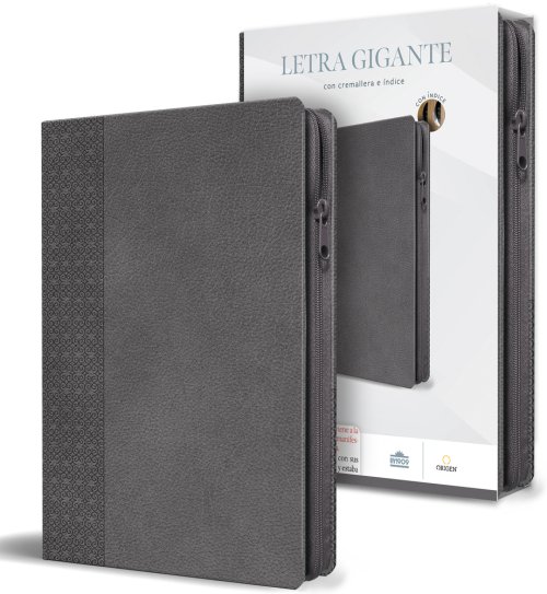 Biblia Reina Valera letra gigante, símil piel gris