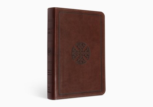 ESV Large Print Compact Bible, Red Letter (TruTone, Brown, Mosaic Cross Design)