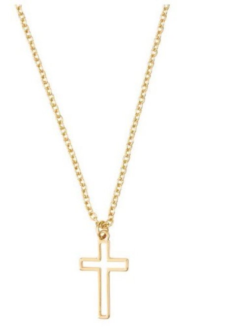 Necklace-Cutout Cross-Gold Plated (15" 2/ 2" Extender)