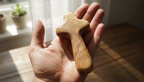 Wide Hand Carved Olive Wood Holding Cross