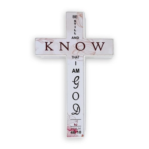 Large Standing Cross – "Be still and know that I am God" (Psalm 46:10)
