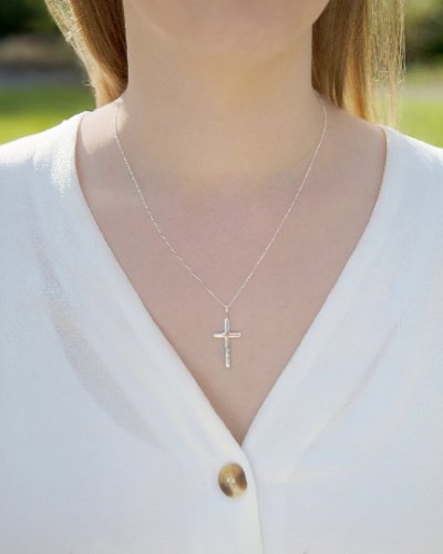 Silver Cross Inlaid with Mother of Pearl Pendant