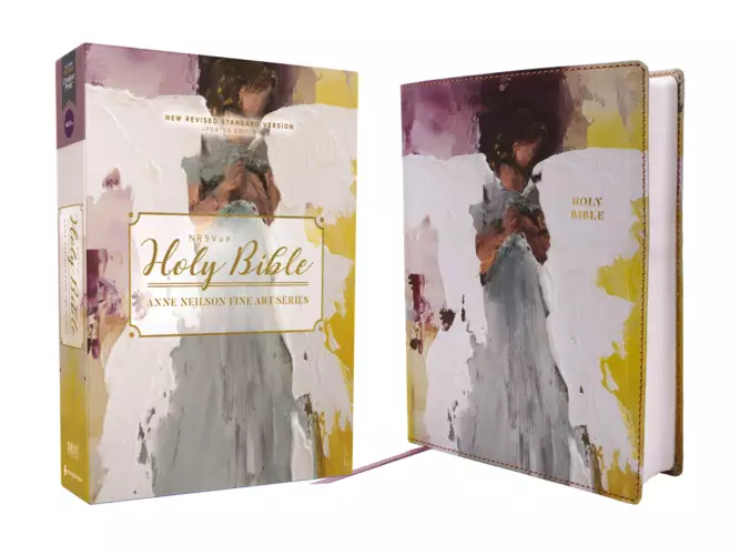 NRSVue, Holy Bible, Anne Neilson Angel Art Series, Leathersoft, Multi-Purple, Comfort Print