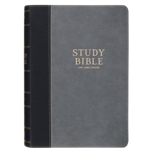 KJV Study Bible Faux Leather, Two-tone Gray and Black