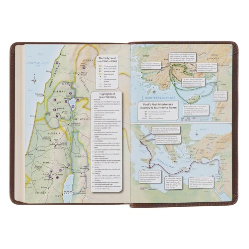 KJV Bible Compact Large Print Leather Tan Cross Black