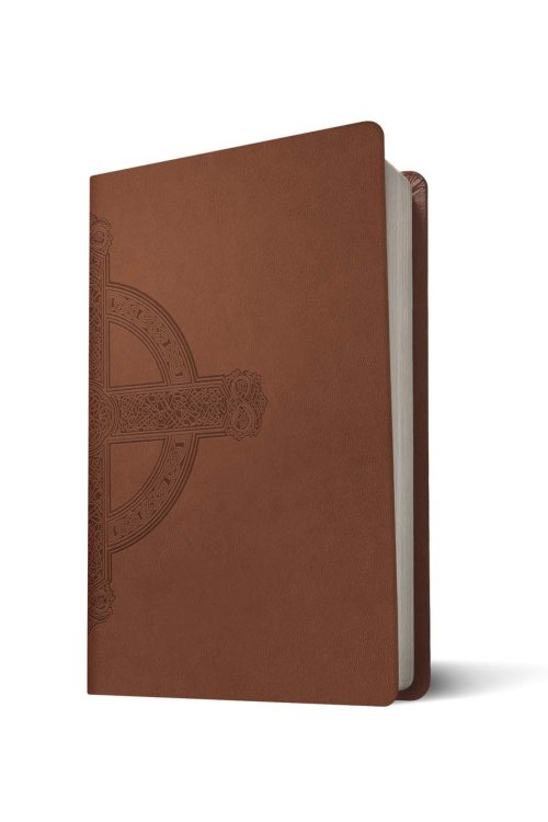 NLT Large Print Premium Value Thinline Bible, Filament Enabled (LeatherLike, Brown Celtic Cross)