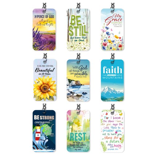 Pack of 9 Christian keyrings