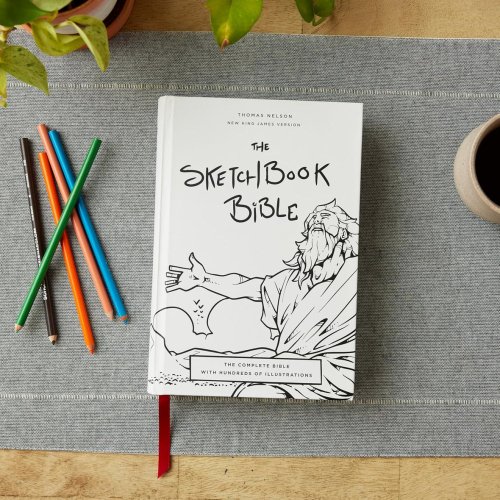 The Sketchbook Bible: The Complete Bible with Hundreds of Illustrations (NKJV, Hardcover, Red Letter, Comfort Print)