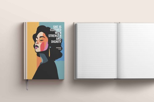 Proverbs 31:25 Christian Notebook - Premium Hardback Journal for Women - She is Clothed With Strength And Dignity