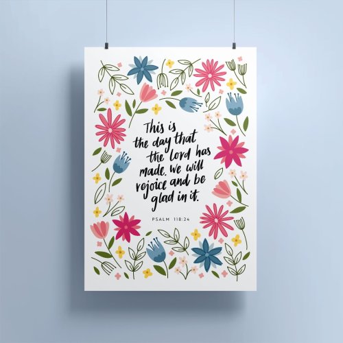 Psalm 118: 24 - Floral A4 Print