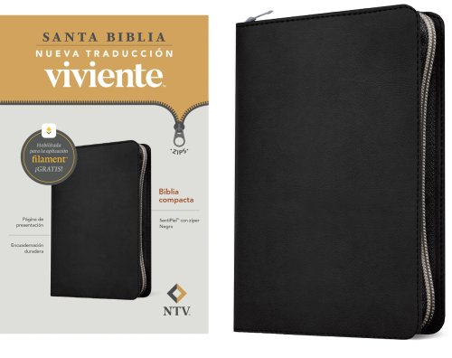 Biblia compacta NTV de zÃper, con Filament (SentiPiel, Negro)