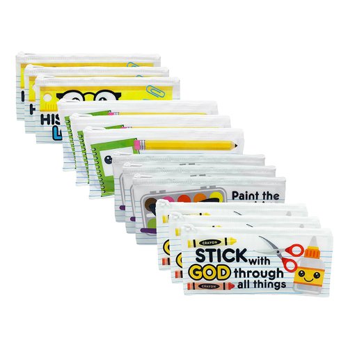 Assorted Wording Pencil Cases - Pack of 12