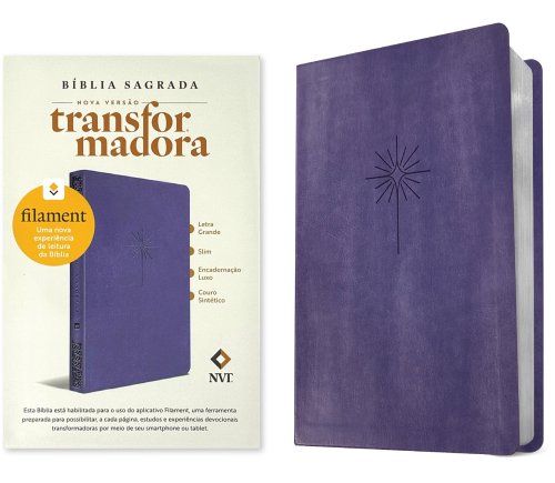 Bíblia Sagrada NVT Slim Letra Grande com Filament (LeatherLike, Purple)