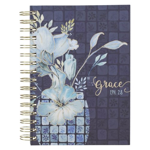 Journal Spiral Blue Floral Grace Eph. 2:8