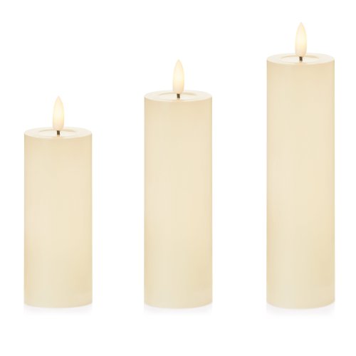Set of 3 Cream Flickabright LED Candle
