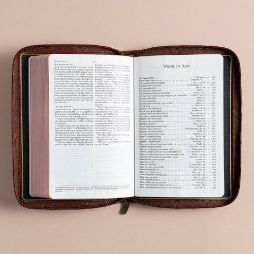 CSB Personal Size Bible, Holman Handcrafted Collection, Zipper Closure, Marbled Tan Premium Calfskin