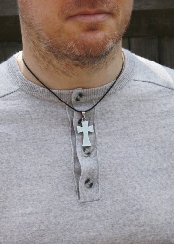 Thick Urban Polished Flared Pendant on Leather Cord