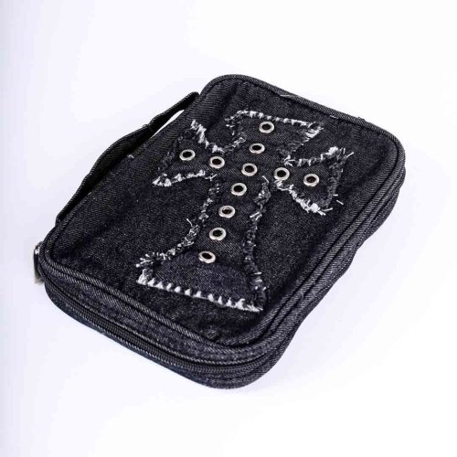 Black Cross With Grommets Bible Cover - Extra Large