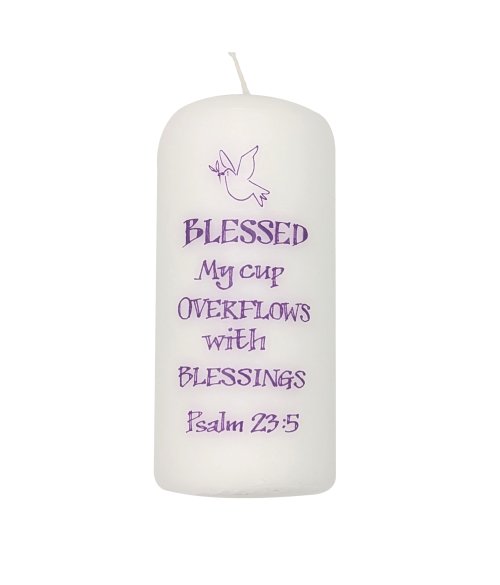 Blessed, My Cup Overflows with Blessings Psalm 23:5 Candle