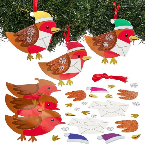 Christmas Postman Robin Decoration Kit (Pack of 6)